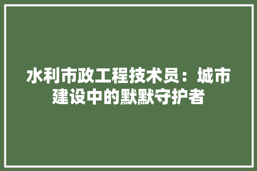 水利市政工程技术员：城市建设中的默默守护者 室内设计