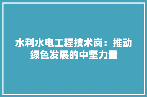 水利水电工程技术岗：推动绿色发展的中坚力量 室内设计