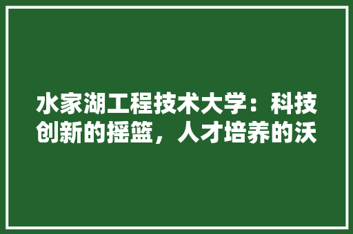 水家湖工程技术大学：科技创新的摇篮，人才培养的沃土 室内设计