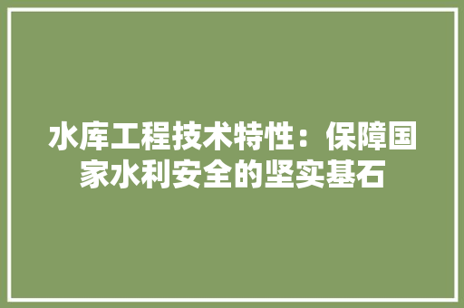 水库工程技术特性：保障国家水利安全的坚实基石 室内设计