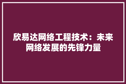 欣易达网络工程技术：未来网络发展的先锋力量