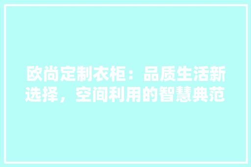 欧尚定制衣柜：品质生活新选择，空间利用的智慧典范 室内设计
