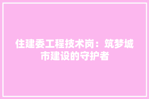 住建委工程技术岗：筑梦城市建设的守护者