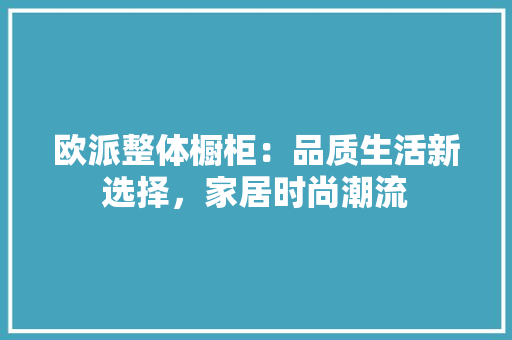 欧派整体橱柜：品质生活新选择，家居时尚潮流 室内设计