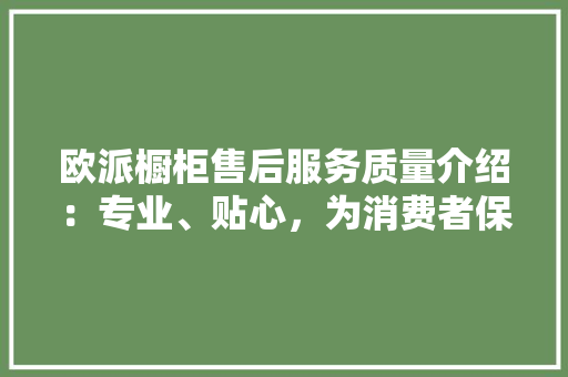 欧派橱柜售后服务质量介绍：专业、贴心，为消费者保驾护航 室内设计