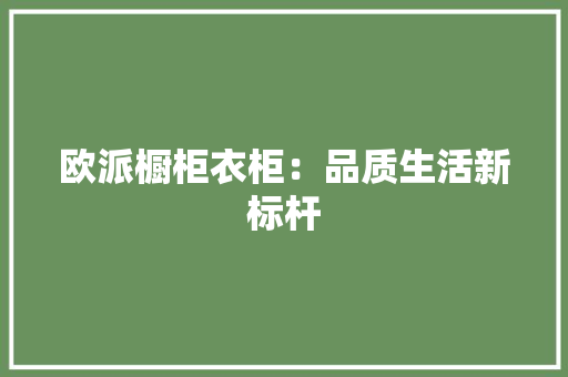 欧派橱柜衣柜：品质生活新标杆 室内设计