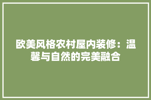欧美风格农村屋内装修：温馨与自然的完美融合 室内设计
