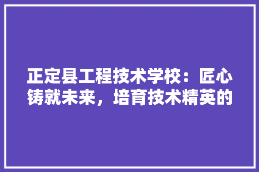 正定县工程技术学校：匠心铸就未来，培育技术精英的摇篮 室内设计