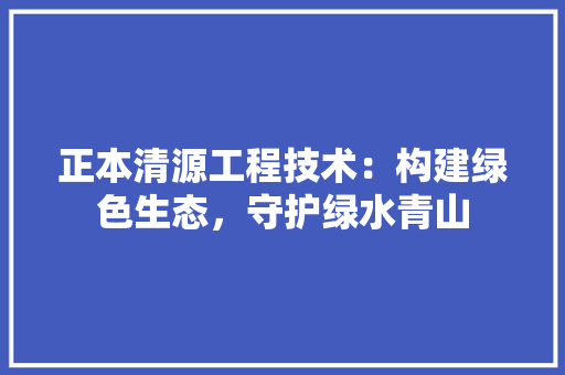 正本清源工程技术：构建绿色生态，守护绿水青山 室内设计