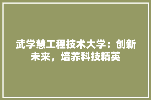 武学慧工程技术大学：创新未来，培养科技精英 室内设计