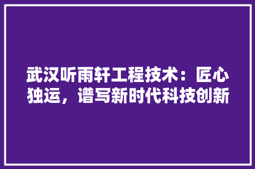 武汉听雨轩工程技术：匠心独运，谱写新时代科技创新新篇章 室内设计
