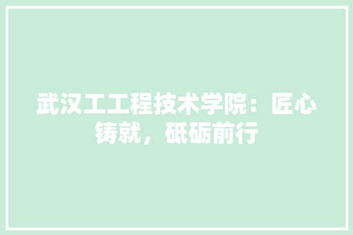 武汉工工程技术学院：匠心铸就，砥砺前行 室内设计