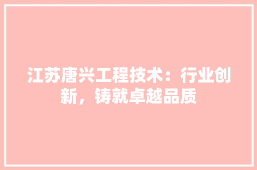 江苏唐兴工程技术：行业创新，铸就卓越品质 室内设计
