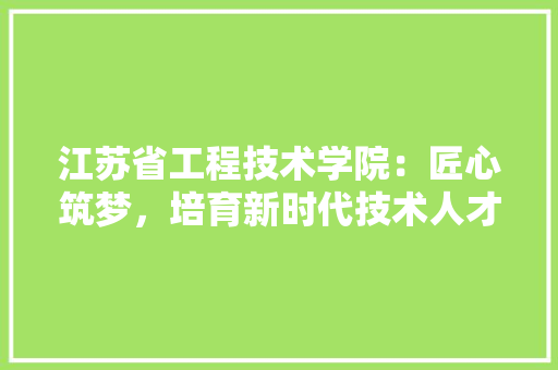 江苏省工程技术学院：匠心筑梦，培育新时代技术人才 室内设计