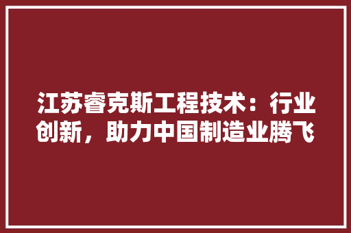 江苏睿克斯工程技术：行业创新，助力中国制造业腾飞