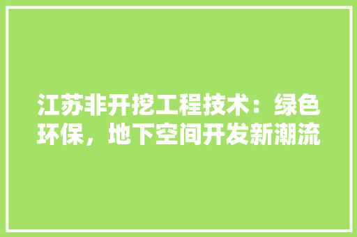 江苏非开挖工程技术：绿色环保，地下空间开发新潮流 室内设计