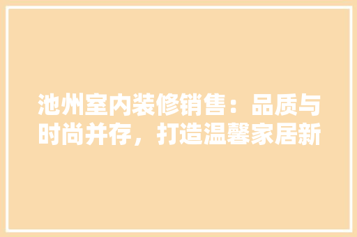 池州室内装修销售：品质与时尚并存，打造温馨家居新潮流 室内设计