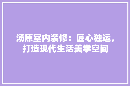 汤原室内装修：匠心独运，打造现代生活美学空间 室内设计
