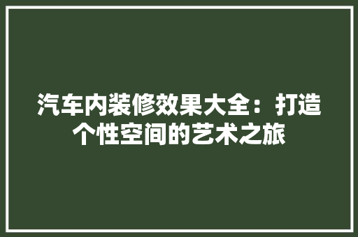 汽车内装修效果大全：打造个性空间的艺术之旅 室内设计