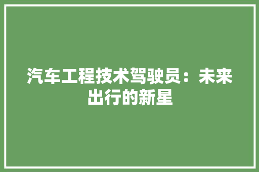 汽车工程技术驾驶员：未来出行的新星 室内设计