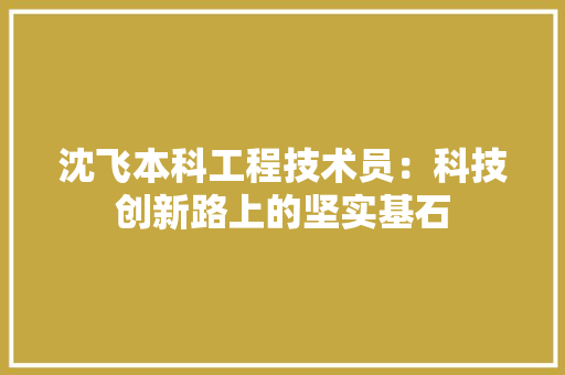 沈飞本科工程技术员：科技创新路上的坚实基石 室内设计