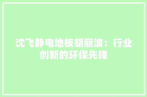 沈飞静电地板胡丽波：行业创新的环保先锋 室内设计