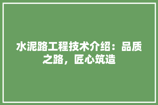 水泥路工程技术介绍：品质之路，匠心筑造 室内设计