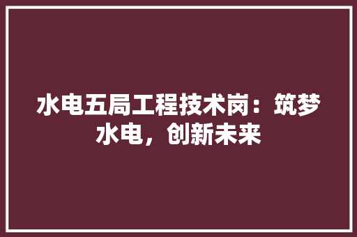 水电五局工程技术岗：筑梦水电，创新未来