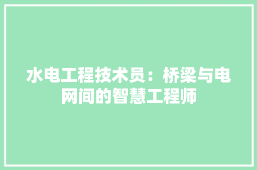 水电工程技术员：桥梁与电网间的智慧工程师 室内设计