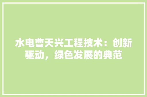 水电曹天兴工程技术：创新驱动，绿色发展的典范 室内设计