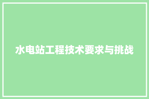 水电站工程技术要求与挑战 室内设计