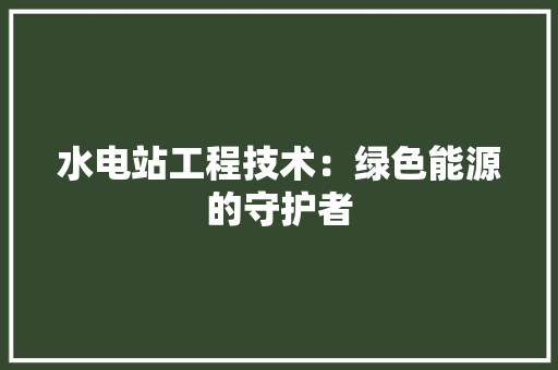 水电站工程技术：绿色能源的守护者 室内设计