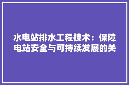 水电站排水工程技术：保障电站安全与可持续发展的关键 室内设计