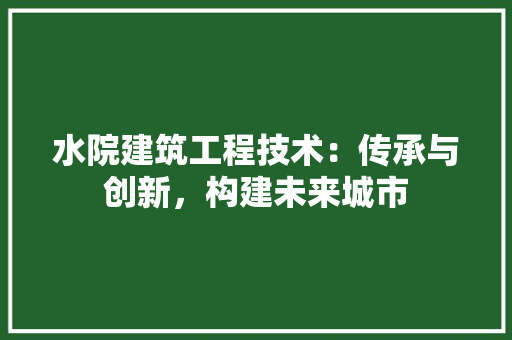 水院建筑工程技术：传承与创新，构建未来城市 室内设计