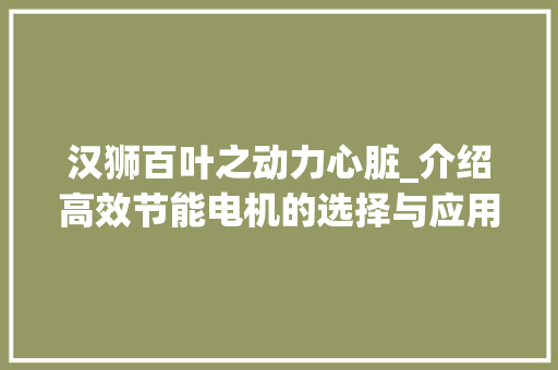 汉狮百叶之动力心脏_介绍高效节能电机的选择与应用 室内设计