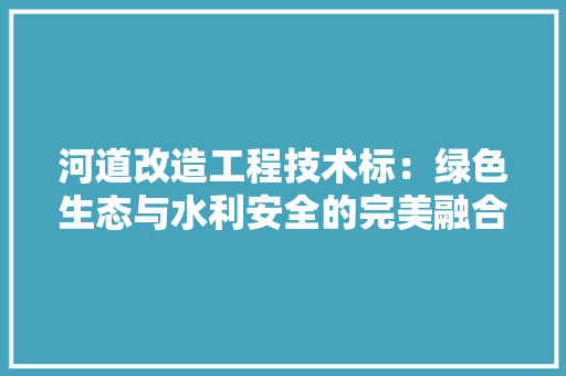 河道改造工程技术标：绿色生态与水利安全的完美融合 室内设计