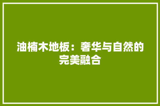 油楠木地板：奢华与自然的完美融合 室内设计