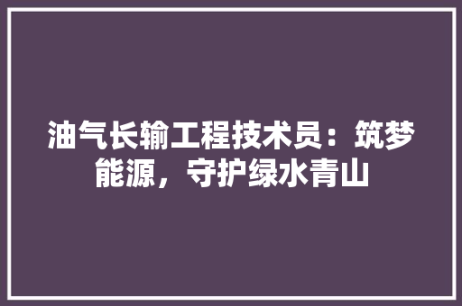油气长输工程技术员：筑梦能源，守护绿水青山 室内设计