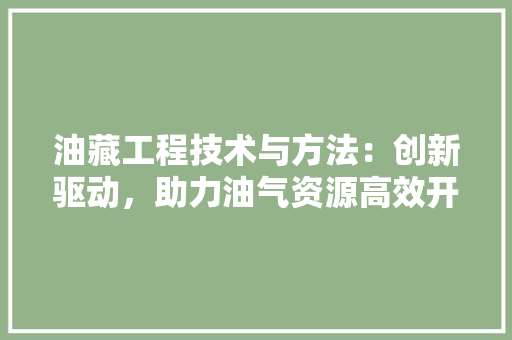 油藏工程技术与方法：创新驱动，助力油气资源高效开发 室内设计