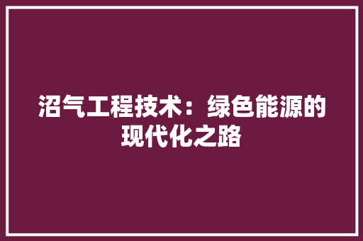 沼气工程技术：绿色能源的现代化之路 室内设计