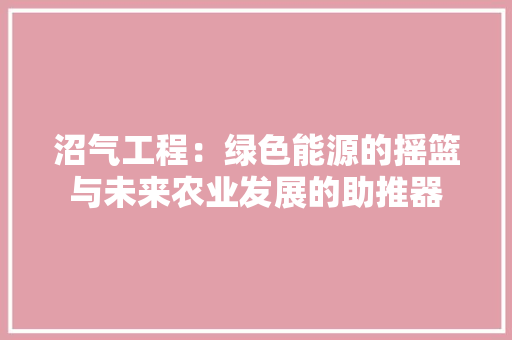 沼气工程：绿色能源的摇篮与未来农业发展的助推器 室内设计