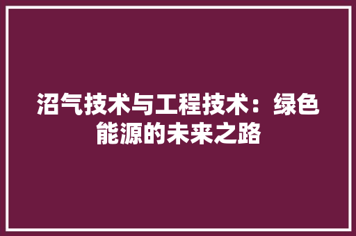 沼气技术与工程技术：绿色能源的未来之路 室内设计