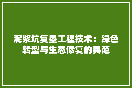 泥浆坑复垦工程技术：绿色转型与生态修复的典范 室内设计