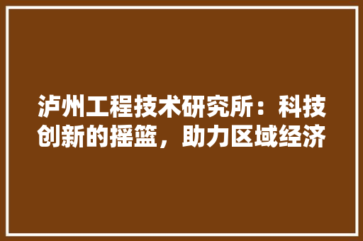 泸州工程技术研究所：科技创新的摇篮，助力区域经济发展 室内设计