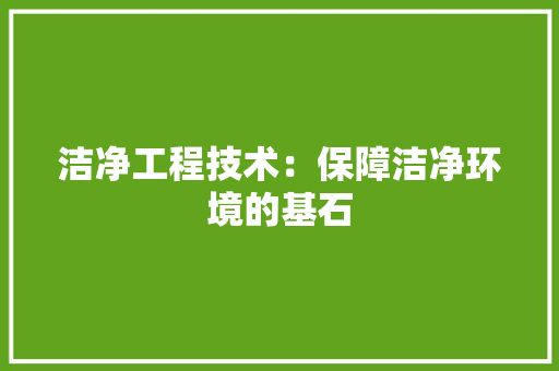 洁净工程技术：保障洁净环境的基石 室内设计