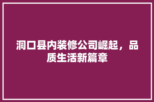 洞口县内装修公司崛起，品质生活新篇章 室内设计