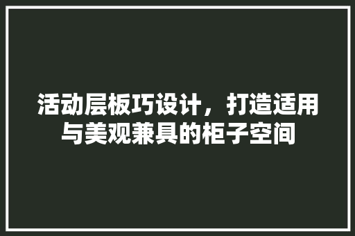 活动层板巧设计，打造适用与美观兼具的柜子空间