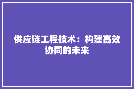 供应链工程技术：构建高效协同的未来