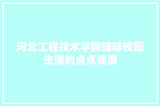 河北工程技术学院猫咪校园生活的点点滴滴