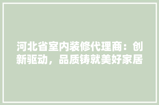 河北省室内装修代理商：创新驱动，品质铸就美好家居 室内设计